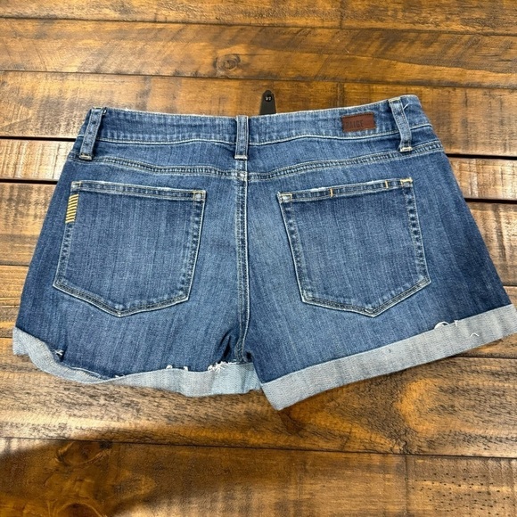 PAIGE Revolve Jimmy Jimmy Cuffed Roll Up Stretch Dark Blue Denim Jean Shorts 28 - Picture 3 of 14